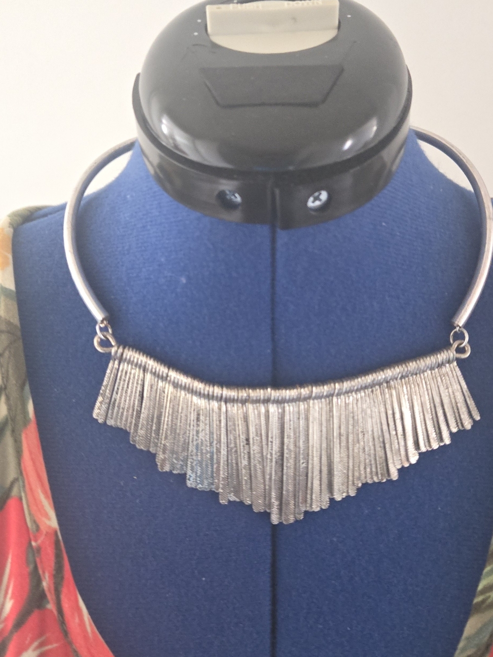 Ashley Stewart Silver-Tone Fringe Collar Necklace